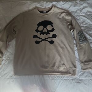 Beige Skull Print Men's Sweater
